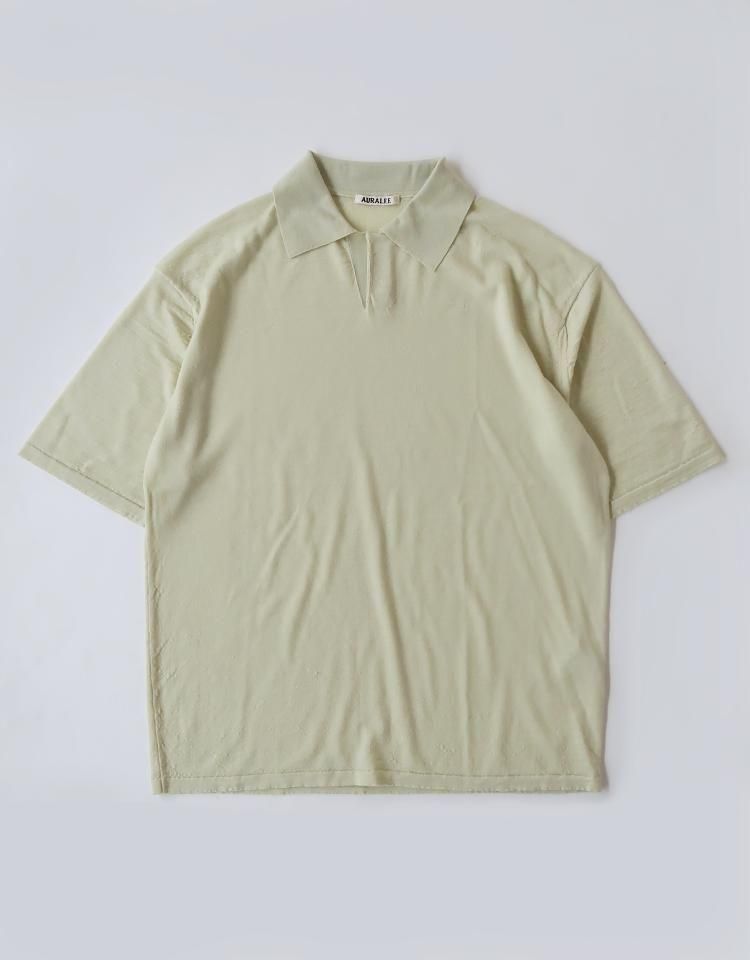 AURALEE シワ加工ポロシャツ AURALEE Super Fine Cotton Pique Big Polo | 大阪心斎橋の