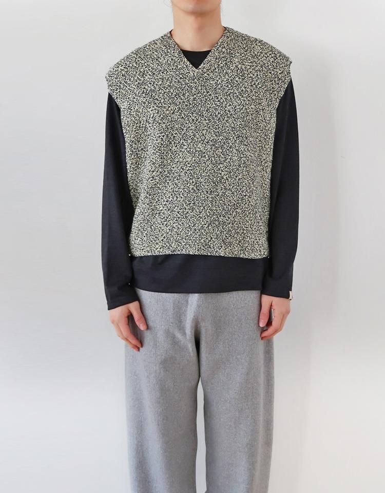トップス AURALEE COTTON CASHMERE CORD KNIT VEST Auralee Men's Cotton Cashmere Cord Knit Vest in Lime/Navy