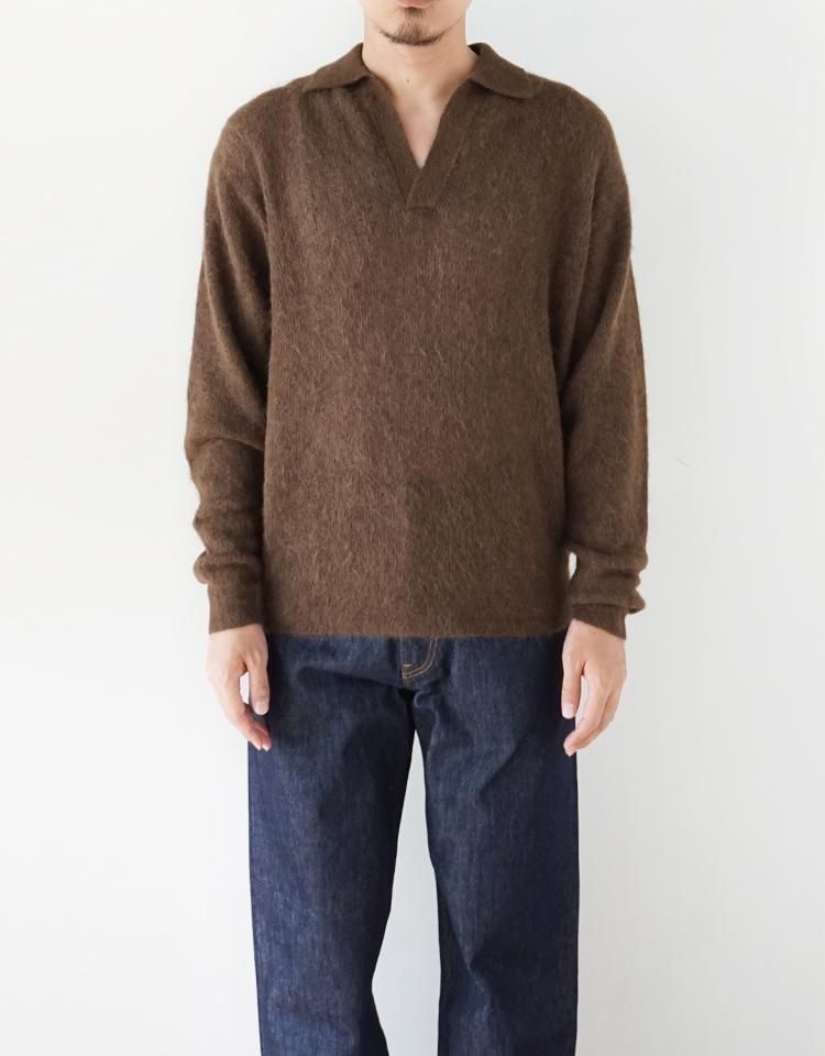 トップス BABY SURI ALPACA SHEER KNIT SKIPPER POLO Baby Suri Alpaca Sheer Knit Skipper Polo – Alder & Co