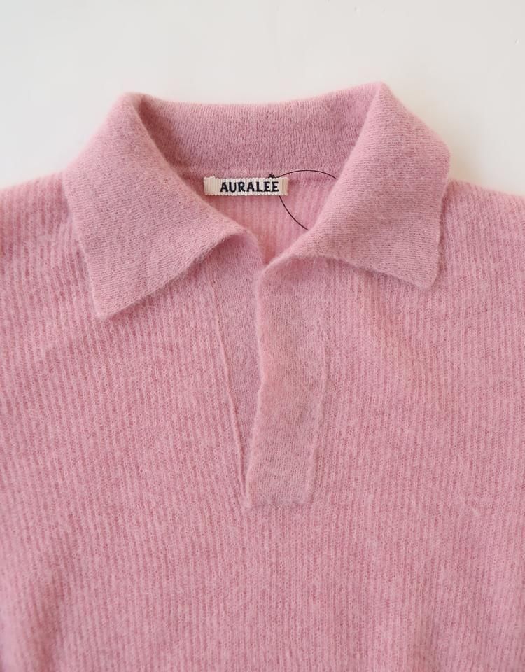AURALEE】 BABY SURI ALPACA SHEER KNIT SKIPPER POLO｜kink