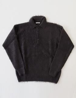 BRUSHED SUPER KID MOHAIR KNIT POLO