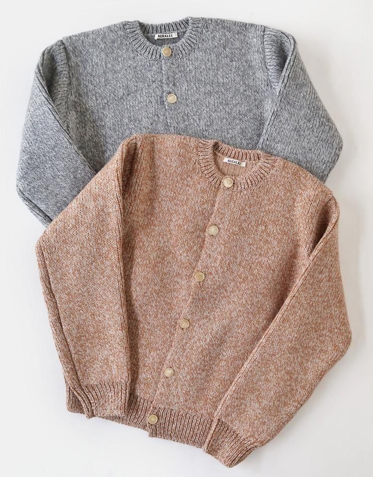 AURALEE】 DOUBLE-FACED WOOL ALPACA LOW GAUGE KNIT CREW-NECK