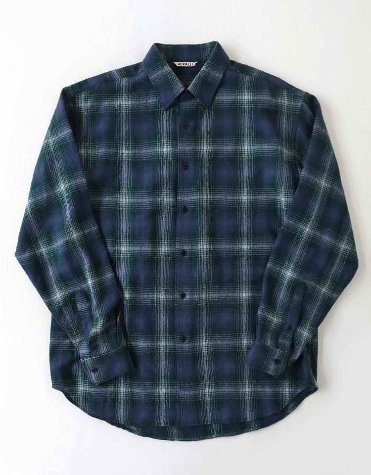 AURALEE AIRY WOOL CHECK SHIRTサイズ0 S AURALEE AIRY WOOL CHECK SHIRTサイズ0 S Airy Wool Check Shirt in Blue