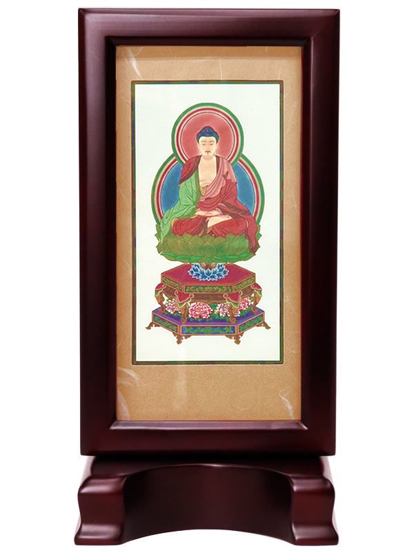 新世紀軸 ローズ小 座釈迦（木製スタンド付き掛け軸） | 仏壇・仏具の