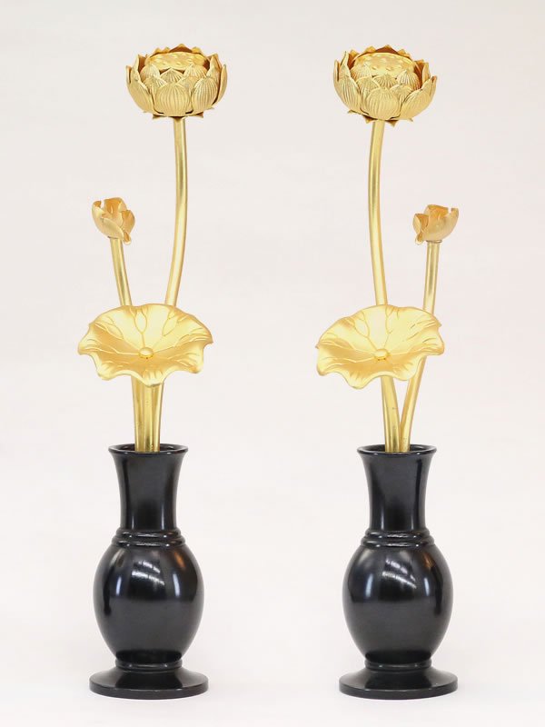 銅製常花 花立（古手色）セット | 仏具 | ミニサイズの花立と豆常花の