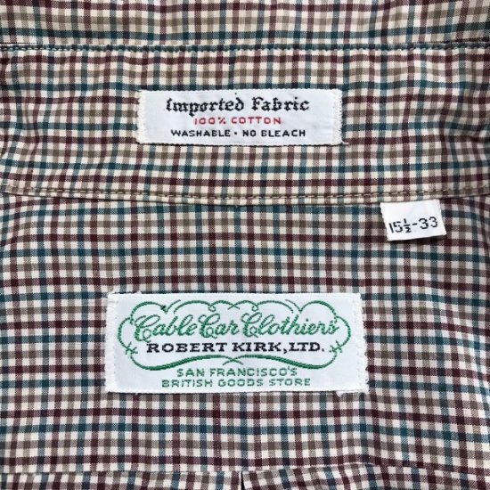 80-90's Cable Car Clothiers cotton woven plaid button down shirt