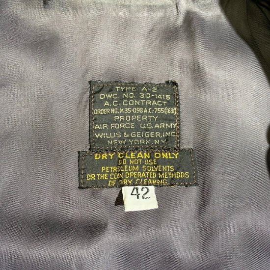80's Willis & Geiger, Inc. A-2 jacket - VINTAGE CLOTHES & ANTIQUES