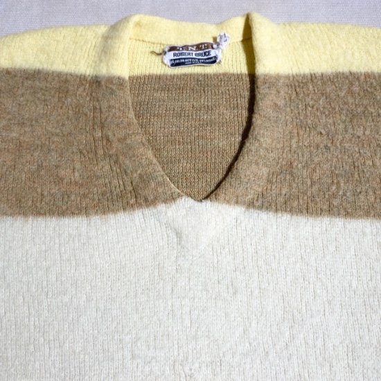 60-70's Robert Bruce acrylic x mohair v neck sweater - VINTAGE 