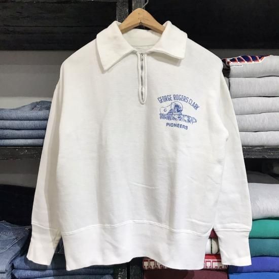 50-60's unknown brand water print half zip sweat shirt - VINTAGE