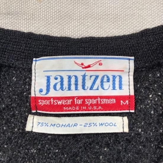 60-70's Jantzen mohair x wool knit cardigan black color - VINTAGE