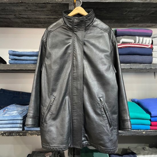 90-00's Armani Jeans lady's leather coat - VINTAGE CLOTHES 
