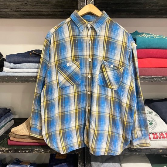 50-60's Big Yank cotton woven plaid flannel shirt with gussets