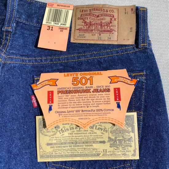 NOS 90's Levi's 701(501 student) made in USA (W26)2 - VINTAGE CLOTHES &  ANTIQUES 