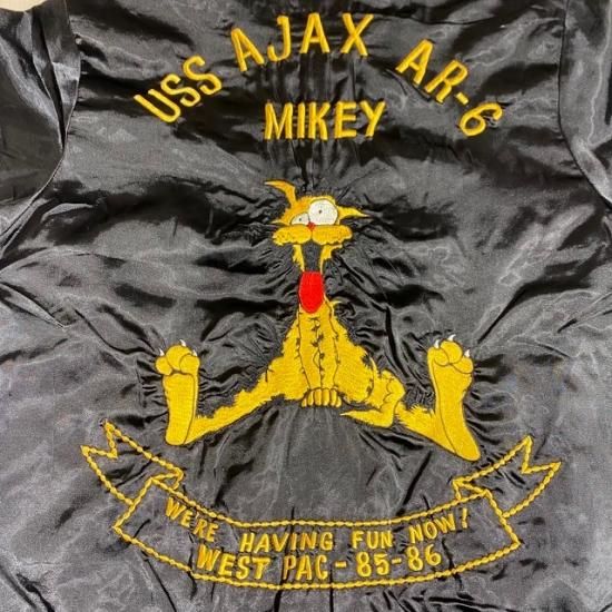 日本最大の Navy US 85-'86 tour CLOTHES VINTAGE - embroidery with jacket ミュージシャン