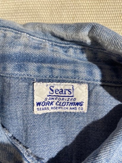 50-60's Sears Vat-dyed denim work shirt - VINTAGE CLOTHES & ANTIQUES 