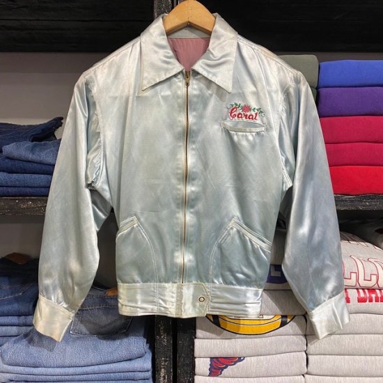 40-50's unknown brand lady's satin souvenir jacket - VINTAGE