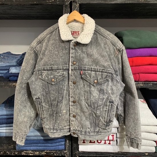 80-90's Levi's boy's? boa lined denim jacket made in USA - VINTAGE
