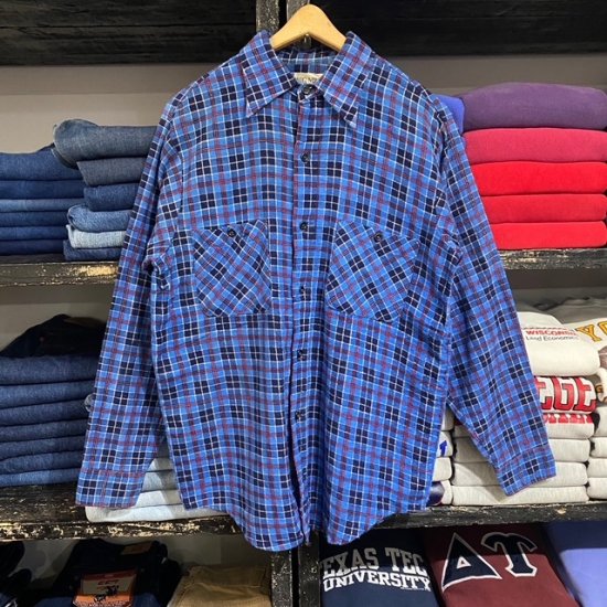 70's Big Mike cotton printed plaid flannel shirt - VINTAGE CLOTHES 