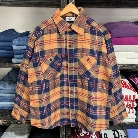 70's Mr. Leggs cotton woven plaid flannel shirt - VINTAGE CLOTHES