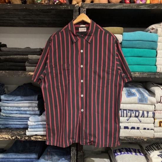 50-60's David & John Anderson cotton woven stripe s/s loop
