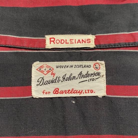 50-60's David & John Anderson cotton woven stripe s/s loop