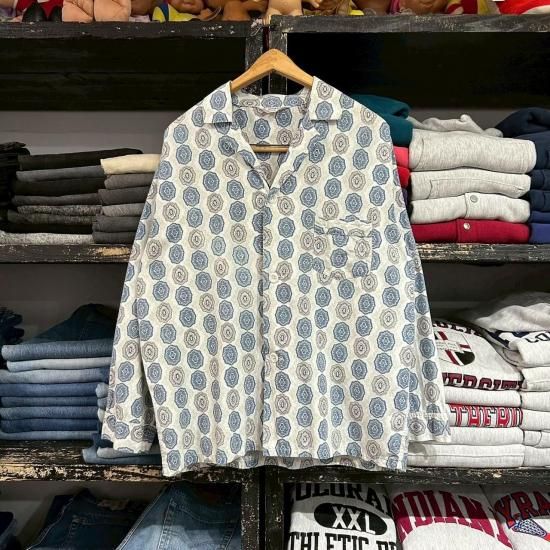 50-60's Knight Klad cotton printed patterned pajama shirt