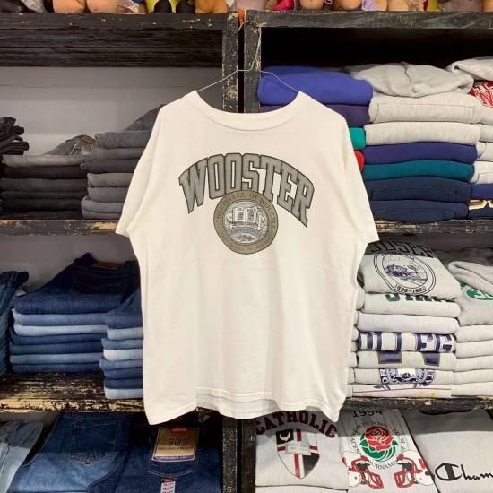 80's Champion collegiate t shirt with printed tricolor label