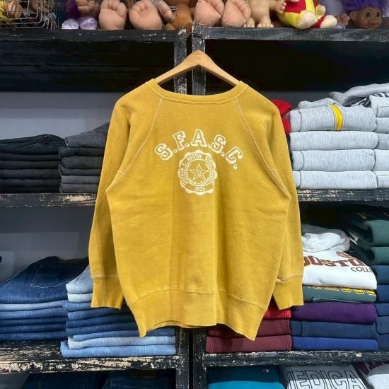 60's unknown brand collegiate flock print sweat shirt © - VINTAGE