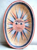 トナラ 陶芸 皿 プレート [太陽の顔] ビンテージ
																													