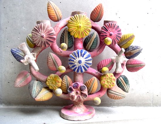 ツリーオブライフ 陶器 メテペック 燭台- - メキシコ 民芸品 日用品