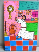 ロレンソ ファミリー メキシカンアート [ルチャドールとインディヘナ] 板絵画
																													