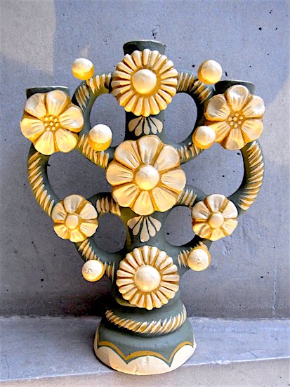 メテペック 生命の樹 燭台 ツリーオブライフ - - メキシコ 民芸品