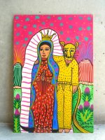 ロレンソ ファミリー メキシカンアート [グアダルーペとジャガー] 板絵画
																													