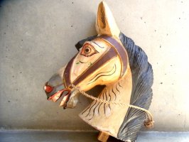 メキシコ 木製オブジェ [ロバの頭 ] ビンテージ
																													