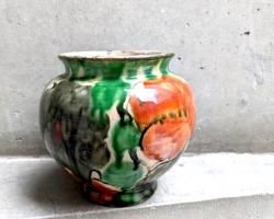 ヴィンテージ メキシコ 民藝 民芸品 手描き イラスト 陶器 花瓶 壺 ヴィンテージ メキシコ 民藝 民芸品 手描き イラスト 陶器 花瓶