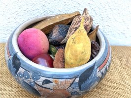 トナラ 陶器 鉢 マセカ[プランター w/ウッドフルーツ&ナッツ]  ビンテージ