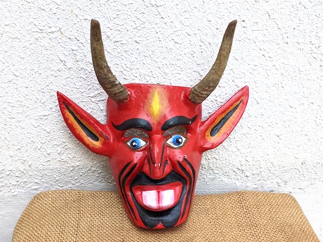 ウッドマスク 仮面 悪魔 ディアブロ-メキシコ雑貨とメキシコの民芸店 