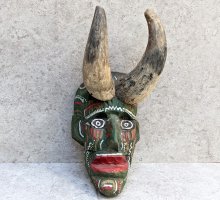 ウッドマスク 木製の仮面   [グアテマラ 緑の悪魔 ディアブロ] ビンテージ
																													
