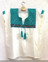 チアパス レディース 刺繍  ブラウス [エメラルド]ウール糸刺繍
																													
