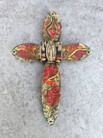アート ウッドクロス 十字架 ミラグロ  [グアダルーペ ピンクフラワー 22cm] 
																													