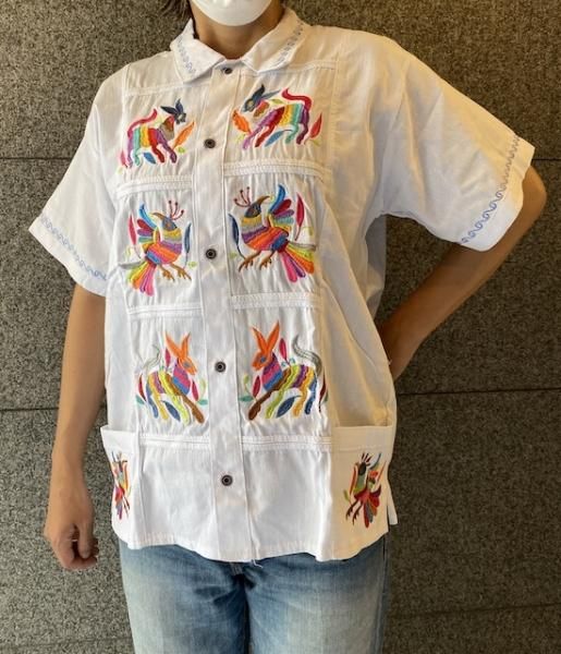 メキシコ 刺繍服 メキシカンシャツ ユニセックス オトミ