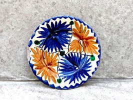 オアハカ 陶器 ドリップウェア [二彩花柄小皿 ソーサー 14cm] ビンテージ
																													