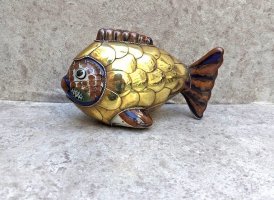 トナラ 陶芸品 銅板オブジェ [コッパー フィッシュ 金魚]  ビンテージ
																													