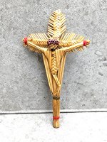 ミチョアカン 葦細工 十字架 [セマナサンタのキリスト 23cm] ビンテージ
																													