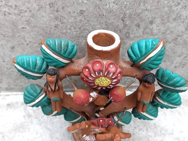 メキシコ メテペック 生命の樹 壁掛け鏡 陶芸 工芸品 民芸品