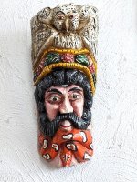 ウッドマスク 木製の仮面 ゲレーロ [フクロウ＆髭男&ヘビ 60cm]  
																													