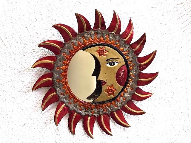 ブリキ オーナメント ミラー 太陽 月 壁飾り インテリア- メキシコ雑貨