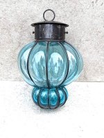 トラケパケ 吹きガラス ランプシェード アイアンフレーム [ブルー バブル L サイズ] 照明
																													