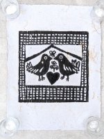 レニャテーロス工房 版画ポスター アート [二羽の鳥とパペルピカド ホワイト] チアパス
																													