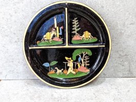 トラケパケ 陶器  [丸皿 ラウンドプレート ロバと農民]  ビンテージ
																													